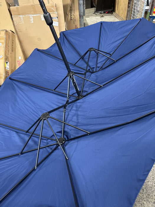 Uforic 15ft Double-Sided Patio Umbrella, Large Outdoor Portable Shade Market Table Umbrella,12 Sturd - new