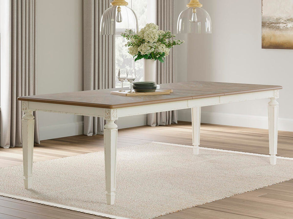 Realyn Chipped White RECT Dining Room EXT Table - Brand New