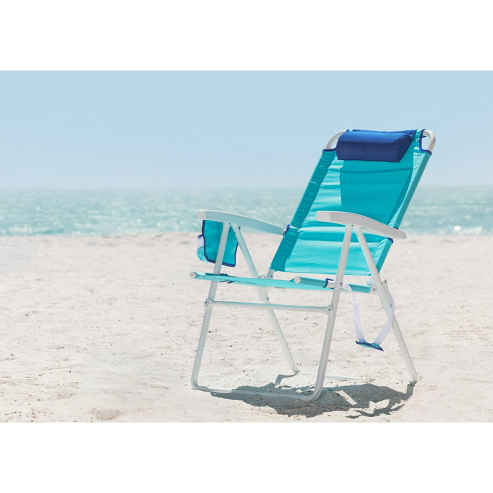 Mainstays Reclining 4-Position Oversized Beach Chair, Teal Blue - open_box