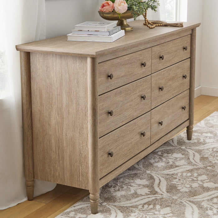 My Texas House Monroe 6-Drawer Dresser, Brushed Oak Finish - new