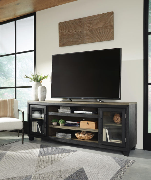 Foyland Black/Brown XL TV Stand w/Fireplace Option