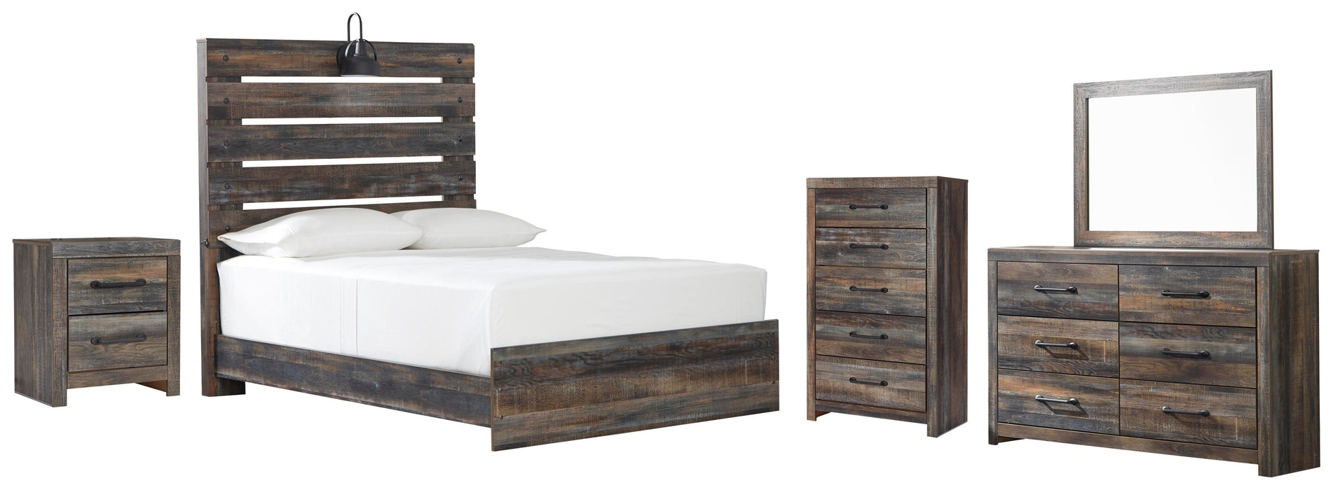 Drystan Multi Drystan Full Panel Bed with Mirrored Dresser, Chest and Nightstand