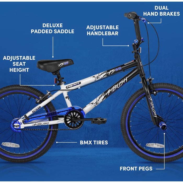 Kent Bicycles Ambush Boys' 20" BMX Kid Bike, Blue