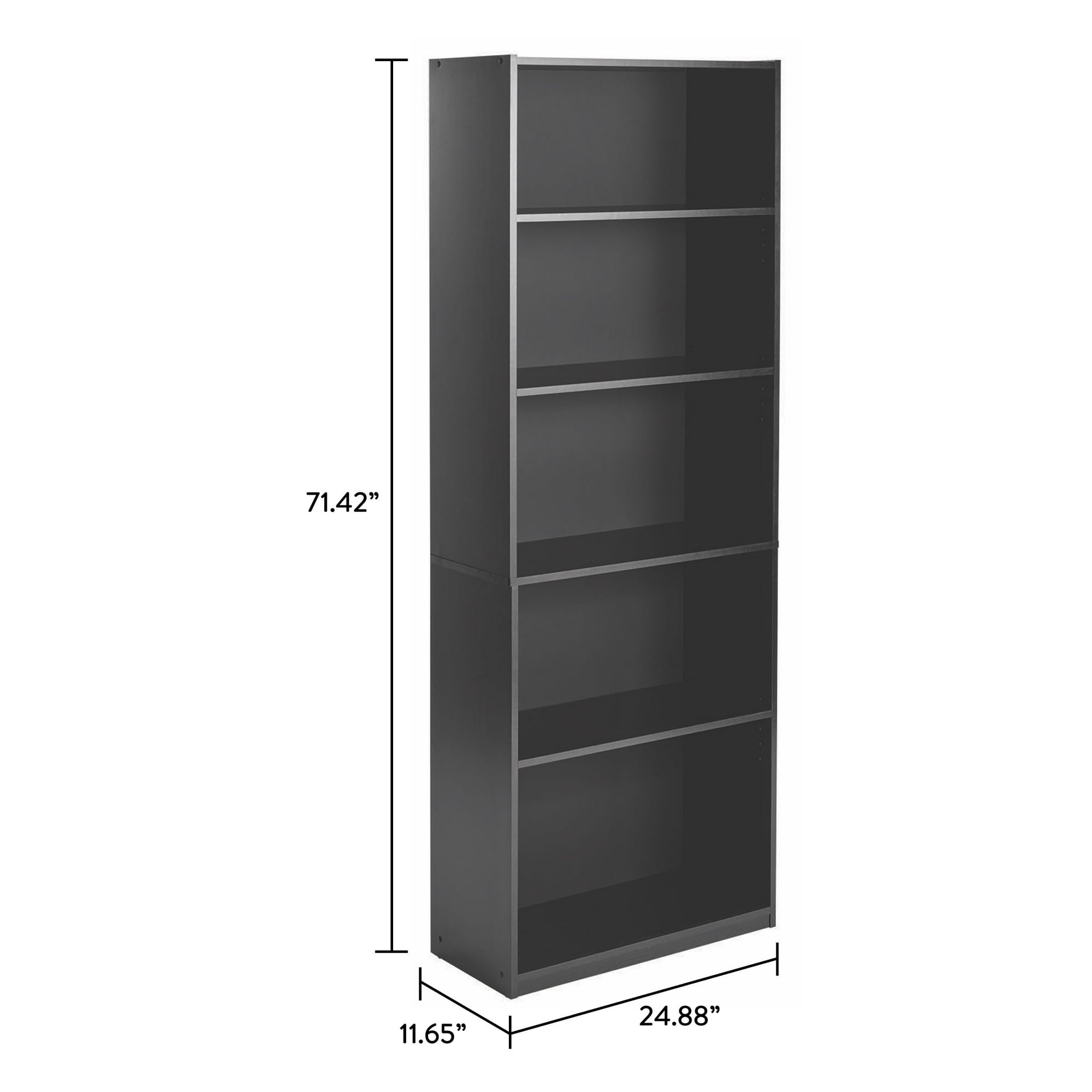 Mainstays 5-Shelf Bookcase with Adjustable Shelves, True Black Oak - display_model