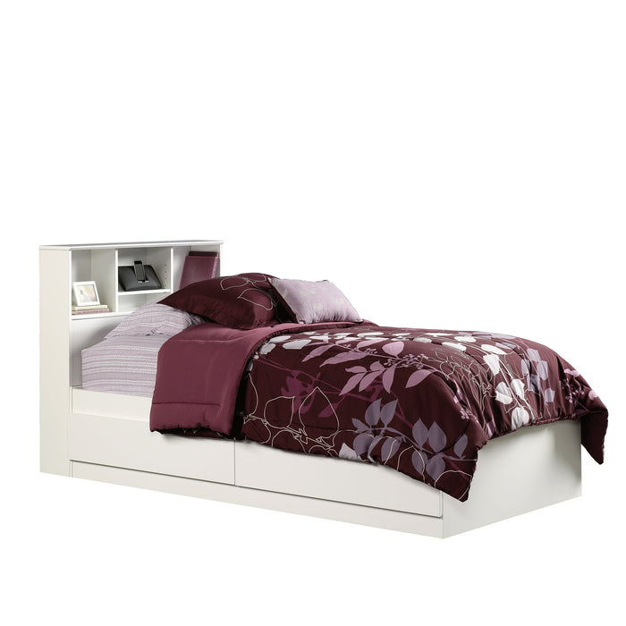 Your Zone kids Storage Bed with Bookcase Headboard, Twin, White Finish - open_box