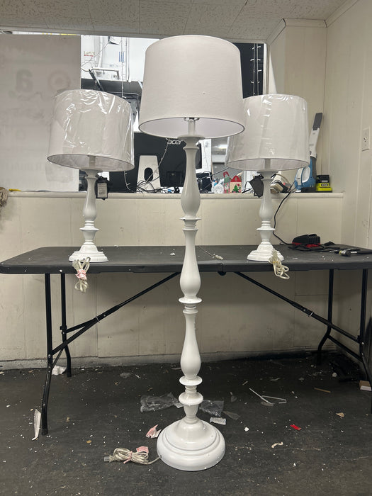 SAFAVIEH Bessie Classic Floor and Table Lamps Set, White, Set of 3 - new