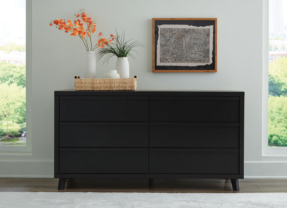 Danziar Black Six Drawer Dresser