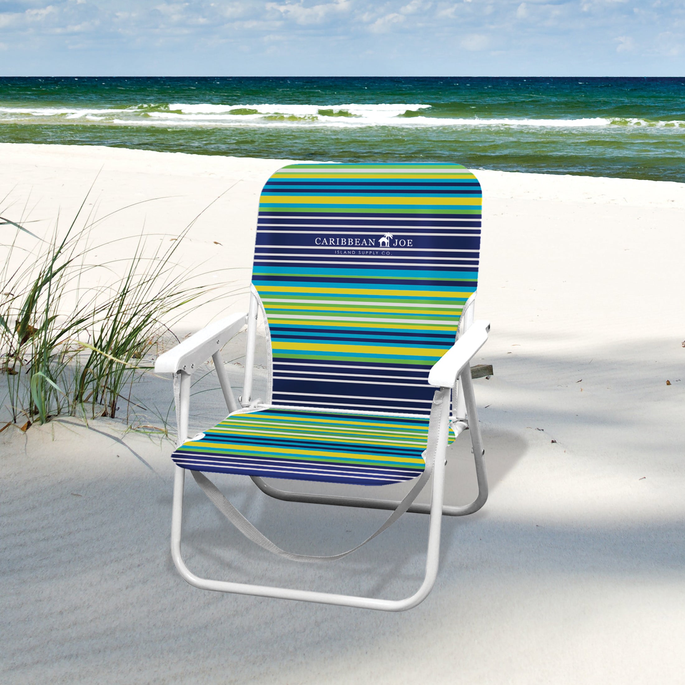 Caribbean Joe Folding Beach Chair, One Position with Armrests - open_box