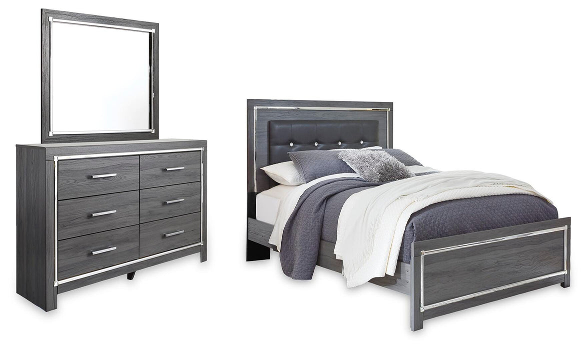 Lodanna Gray Lodanna Queen Panel Bed with Mirrored Dresser