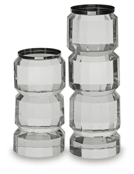 Brentley Clear/Silver Finish Candle Holder Set (Priced Per Item, Must Order 2, 4, 6, or 8)