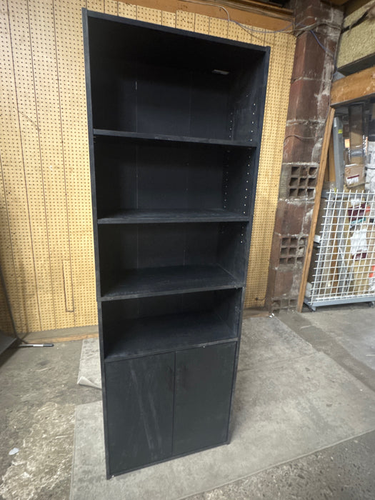 Mainstays Traditional 5 Shelf Bookcase with Doors, Black Finish - new