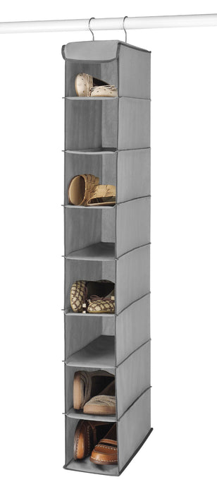Whitmor Hanging Shoe Shelves - 8 Section - Closet Organizer - Grey - new