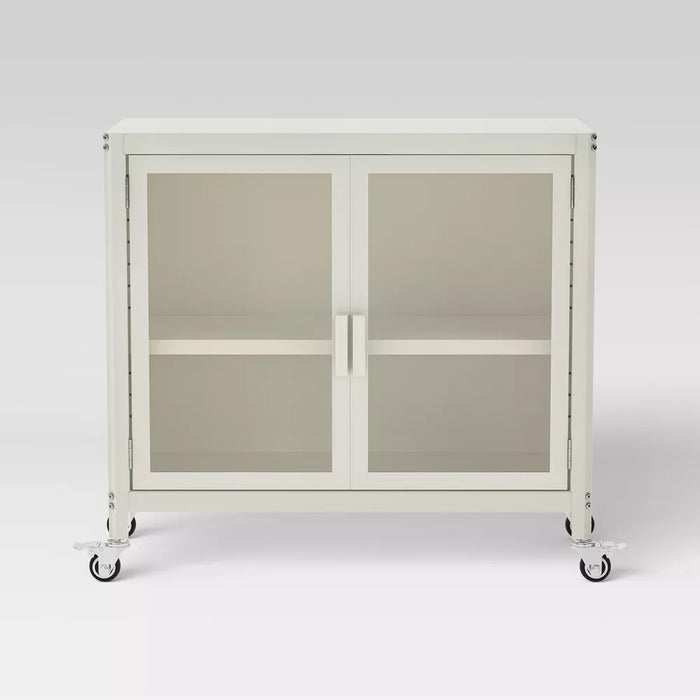 2 Door Metal Rolling Locker Storage Cabinet Chalk White - Room Essentials™