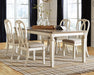 Realyn Chipped White Realyn Dining Table and 4 Chairs