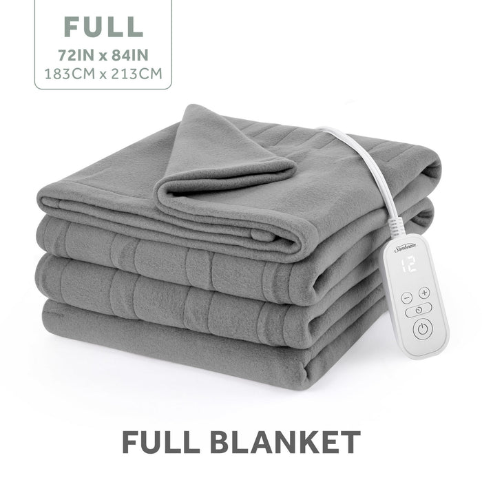 Sunbeam Electric Heated Bed Blanket Gray Soft Brushed Fleece 12 Heat Settings Full 84 x 72 - new