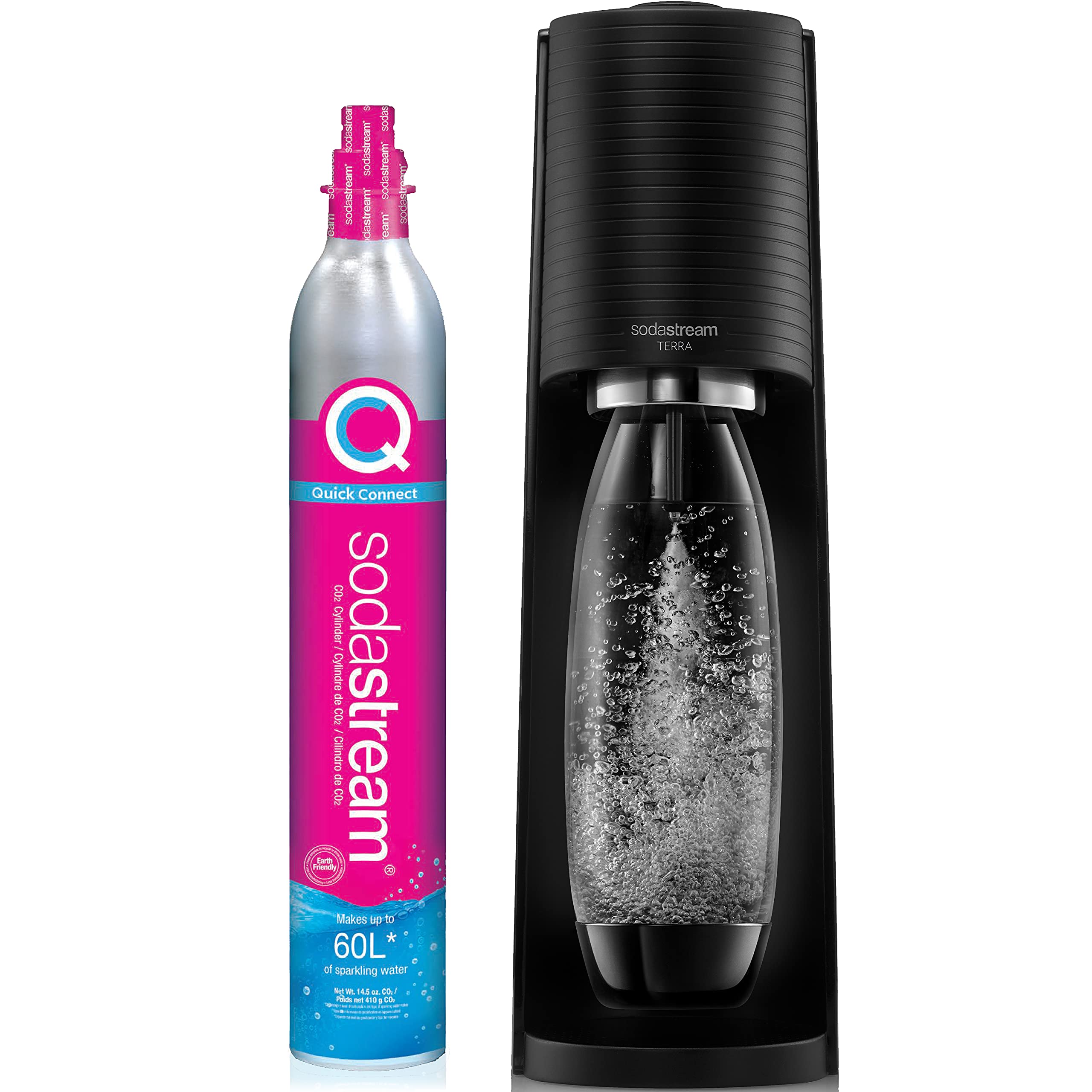 SodaStream Terra Sparkling Water Maker (Black) with CO2 and DWS Bottle - open_box