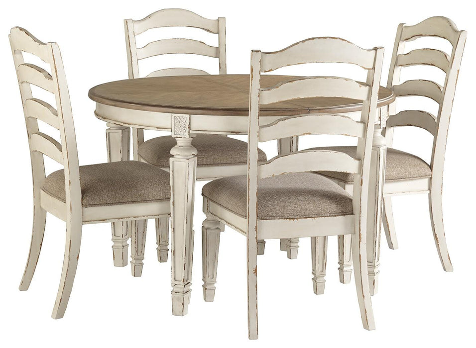 Realyn Chipped White Realyn Dining Table and 4 Chairs