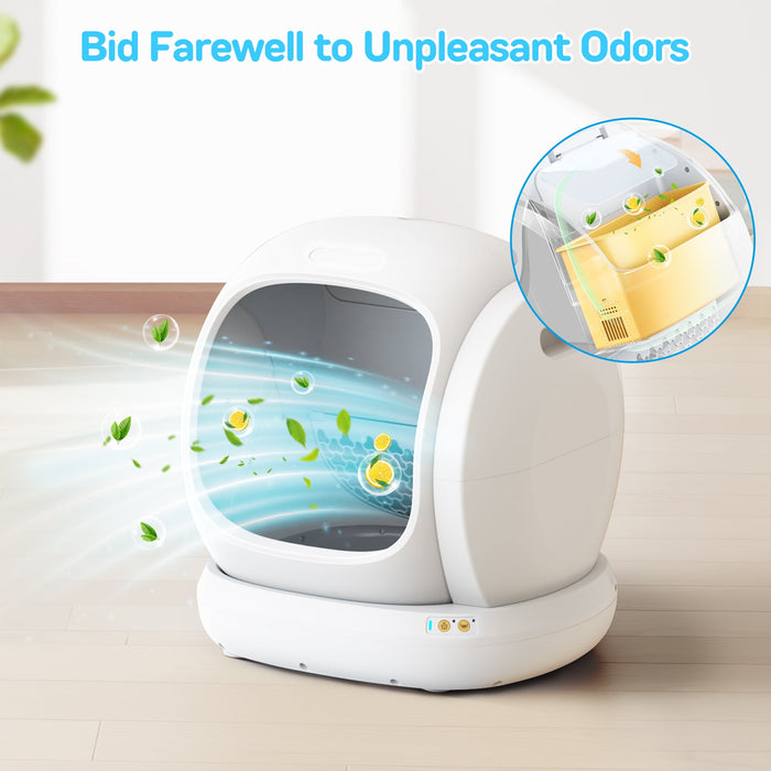 Osoeri 75L Smart Automatic Self-Cleaning Cat Litter Box, APP Control/Integrated Safety Protection,White - new