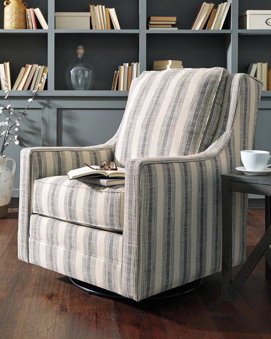 Kambria Ivory/Black Swivel Glider Accent Chair
