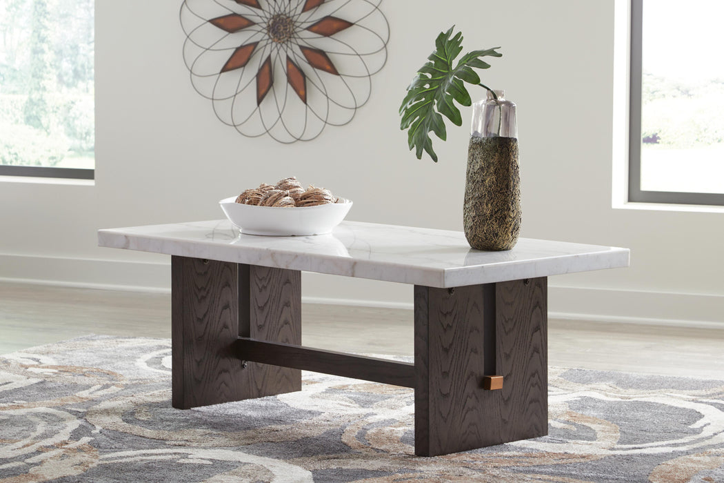Burkhaus White/Dark Brown Rectangular Cocktail Table