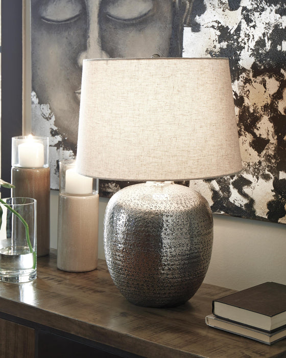 Magalie Antique Silver Finish Metal Table Lamp (1/CN)
