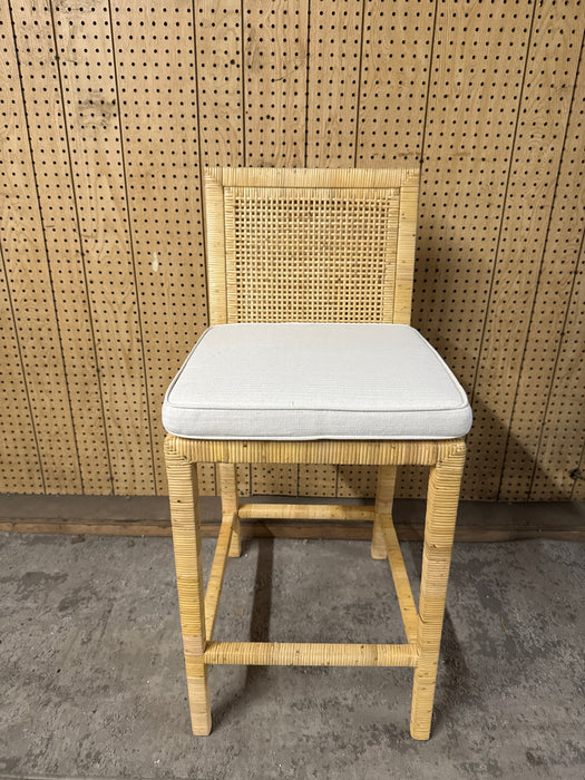 bali & pari Sofia Rattan and Mahogany wood BOHO Counter Stool, Natural - new