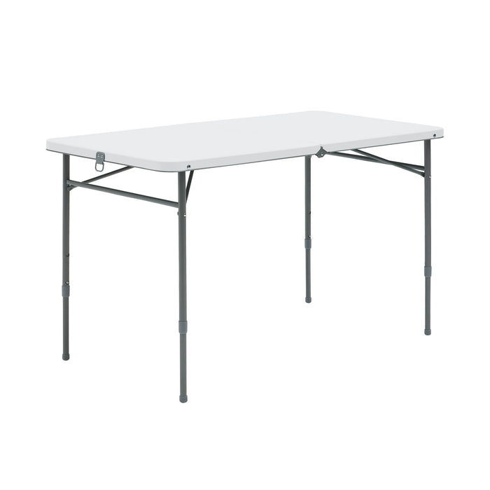 Mainstays 4 Foot Fold-in-Half Adjustable Folding Table, White - new