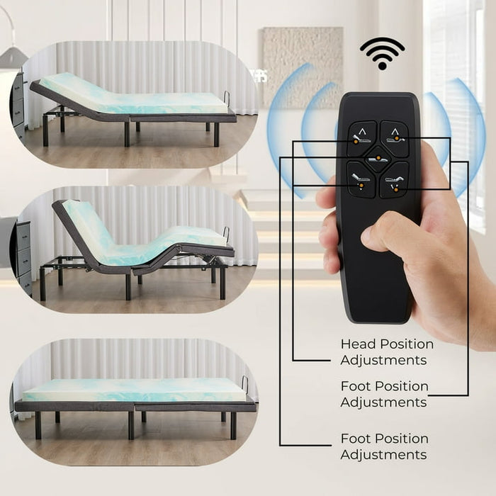 CONCETTA Electric Bed Queen Size, Zero Gravity Bed with Wireless Remote, Ergonomic Adjustable, 2 USB Ports, Black - new