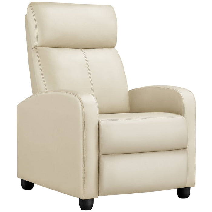 Yaheetech Adjustable PU Leather Recliner Chair with Pocket Spring, Beige - new