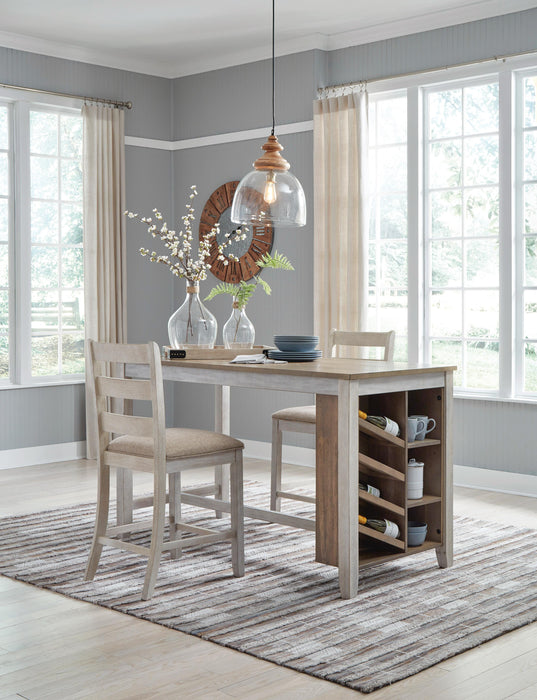 Skempton White/Light Brown Skempton Counter Height Dining Table and 2 Barstools