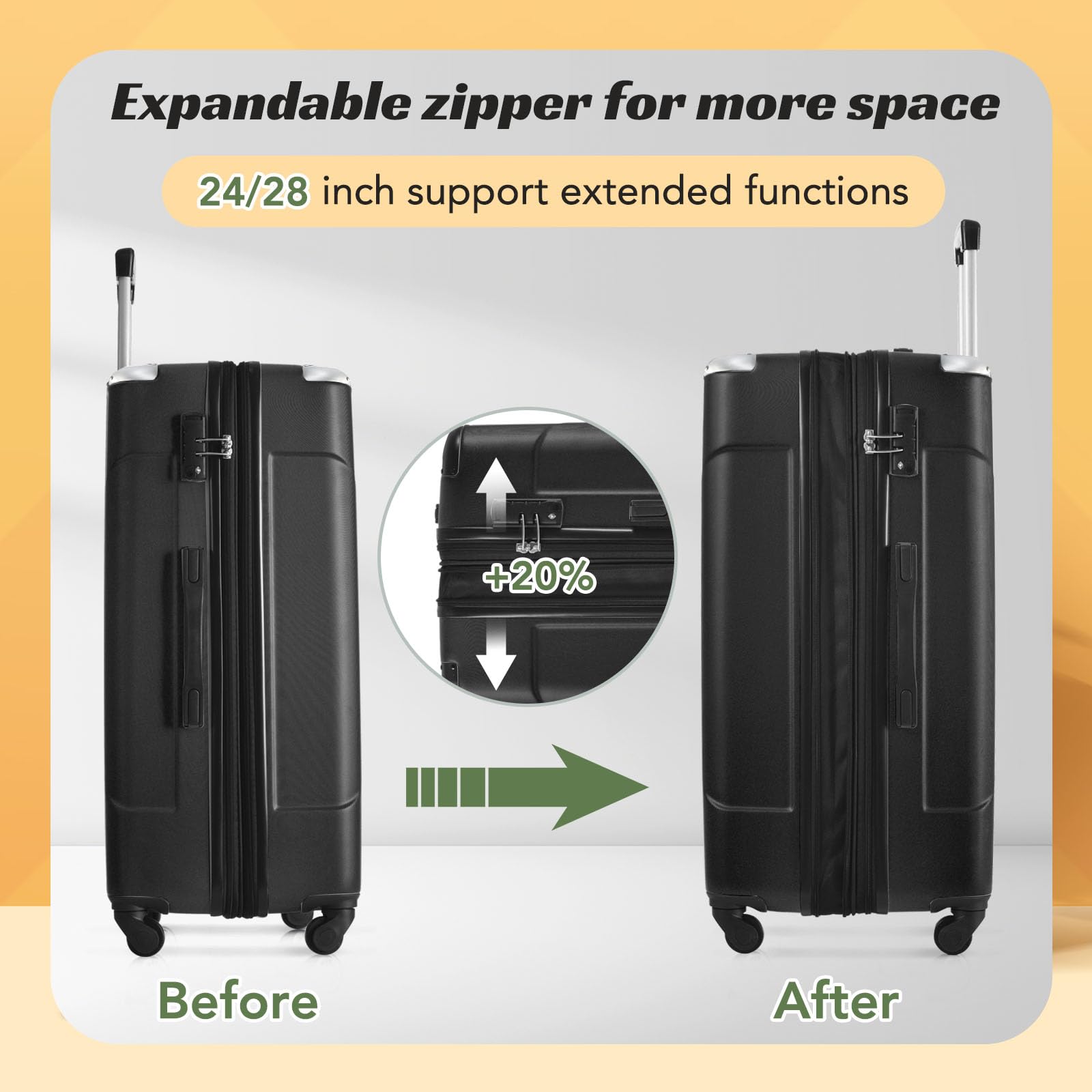 Merax Suitcases With Wheels Lightweight Carry-On Luggage, TSA Lock and Reinforced Corners, 20