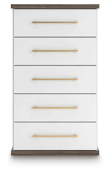 Mazilar Brown/White Five Drawer Chest