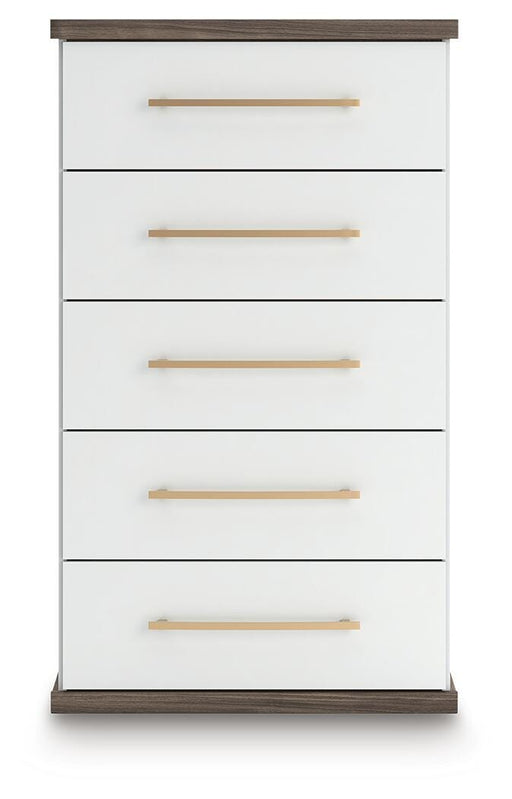 Mazilar Brown/White Five Drawer Chest