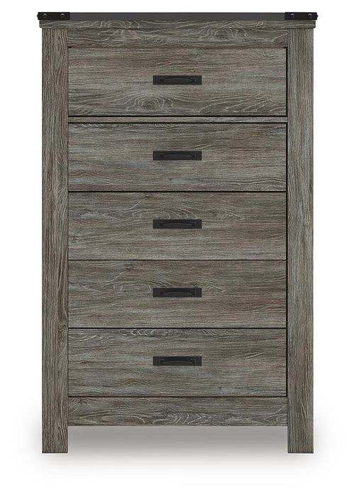 Frandern Gray Five Drawer Chest