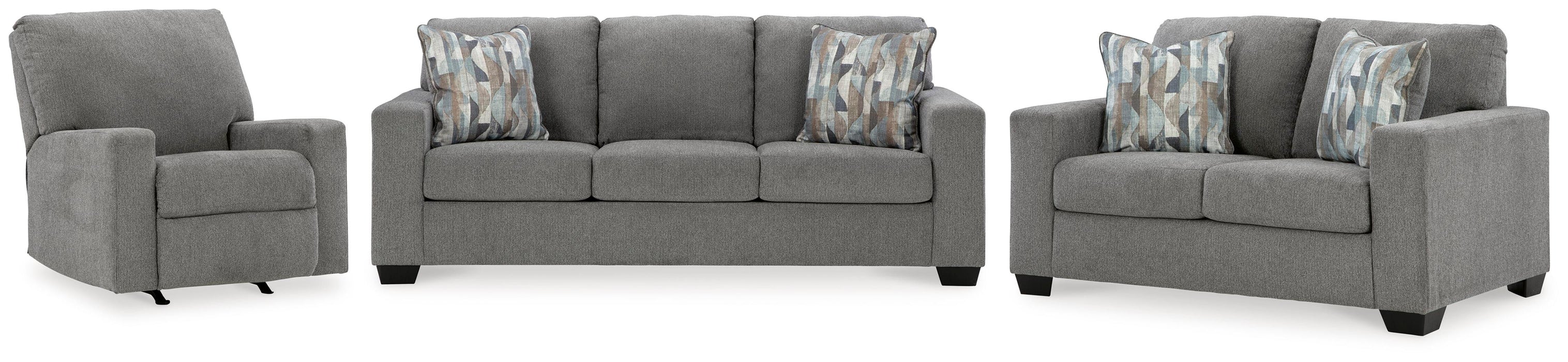 Deltona Graphite Deltona Sofa, Loveseat and Recliner