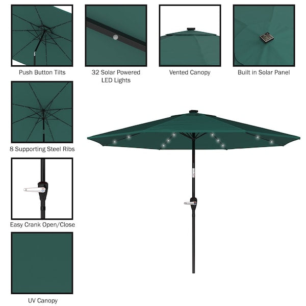 10-Foot Outdoor Patio Umbrella, Hunter Green - open_box