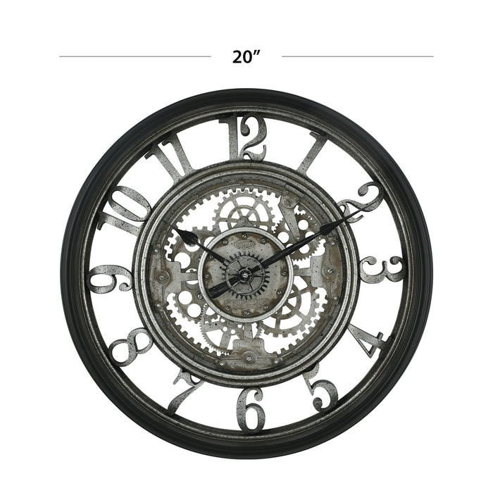 Better Homes and Gardens 20 Indoor Rustic Metal Arabic Moving Gear Analog Wall Clock - open_box