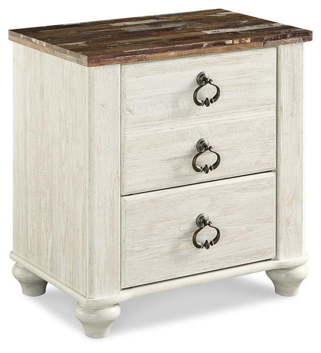 Willowton Whitewash Two Drawer Night Stand