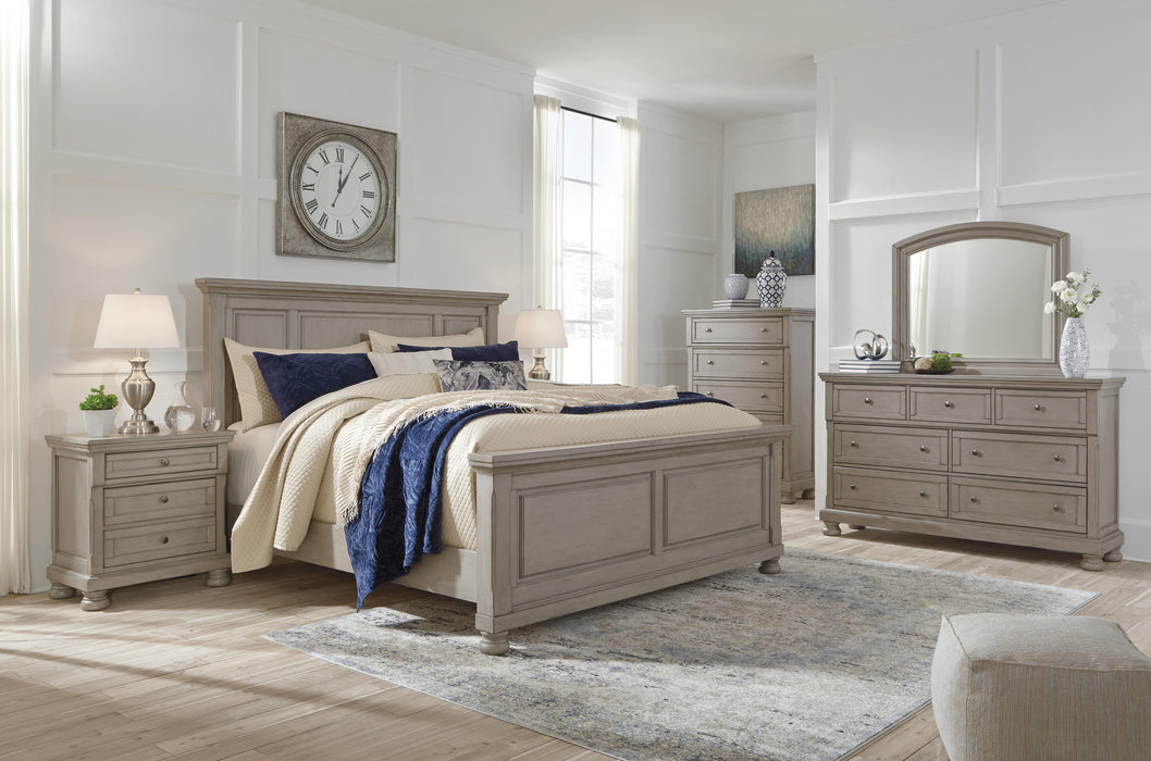 Lettner Light Gray Lettner California King Sleigh Bed with 2 Storage Drawers