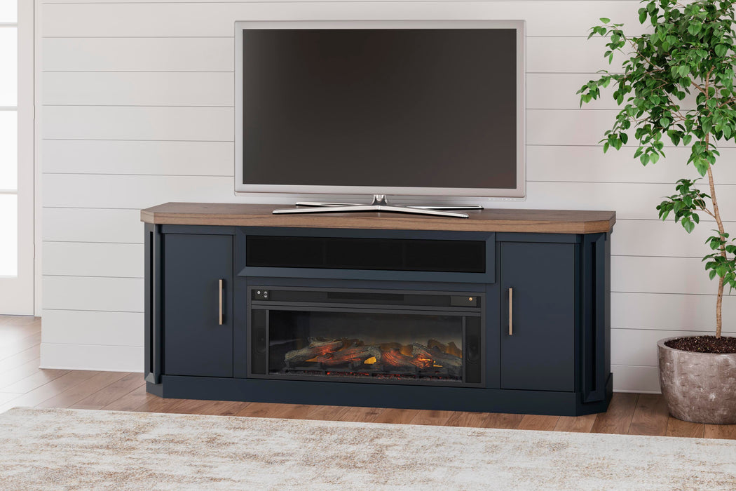 Landocken Brown/Blue XL TV Stand w/Fireplace Option