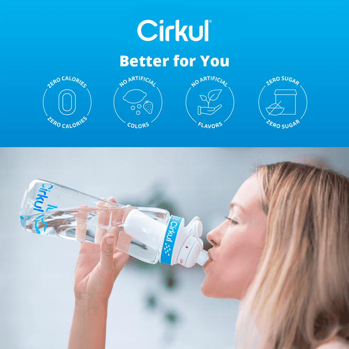 Cirkul 22 oz Plastic Water Bottle Starter Kit with Blue Lid and 2 Flavor Cartridges (Fruit Punch & Mixed Berry) - new