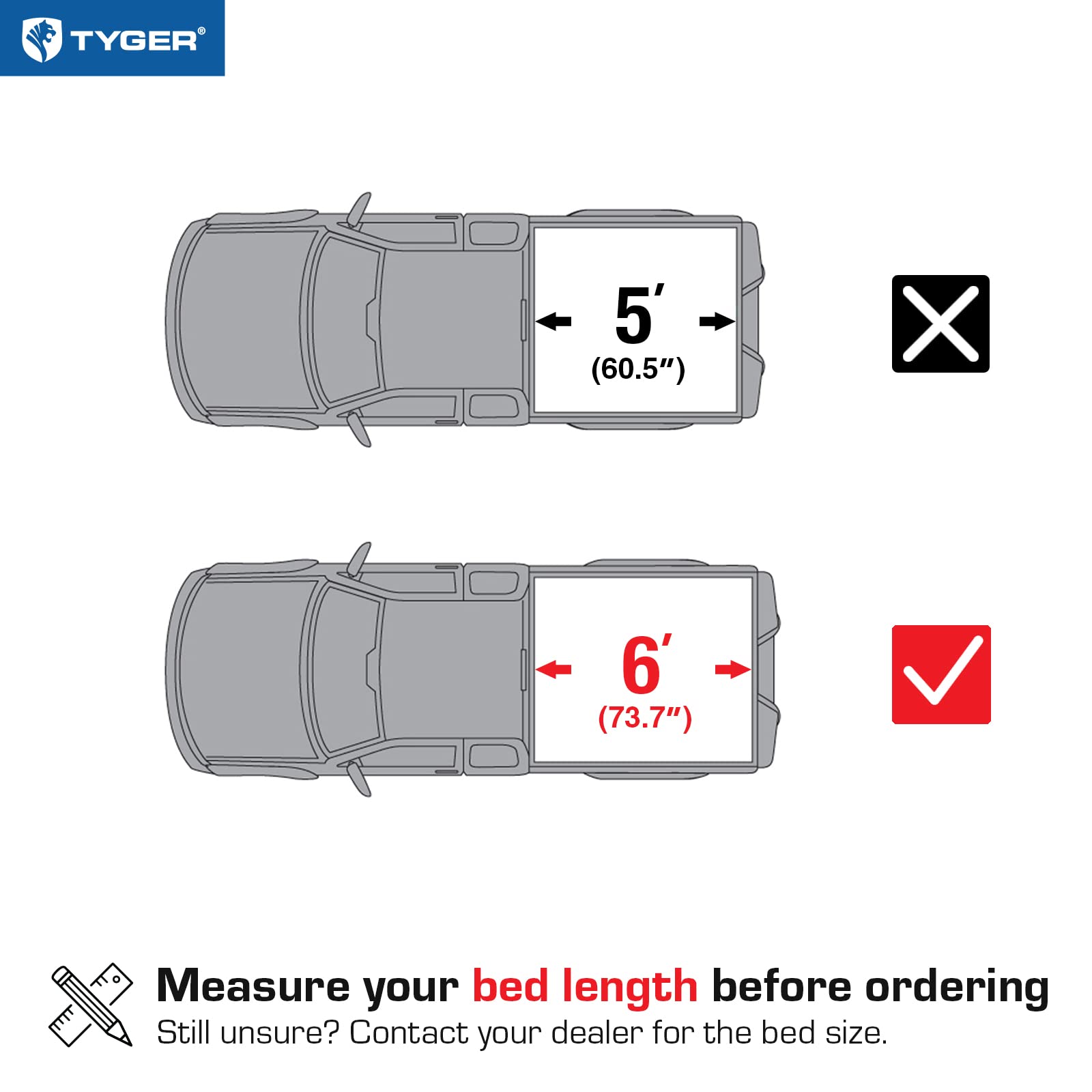 Tyger Auto T1 Soft Roll-up Truck Bed Tonneau Cover Compatible with 2016-2023 Toyota Tacoma | 6' (74