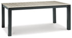 Mount Valley Driftwood/Black RECT Dining Table w/UMB OPT