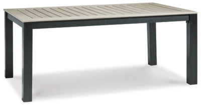 Mount Valley Driftwood/Black RECT Dining Table w/UMB OPT