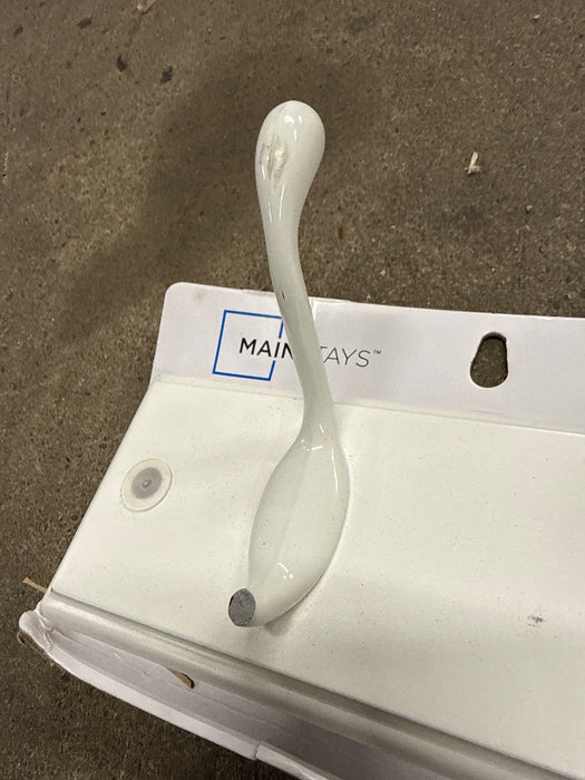 Mainstays 6 Hook 27 inch Hook Board for Coats, Bags, Leashes, Keys, Towels, 45 lbs Capacity, White, 1 Pc - new