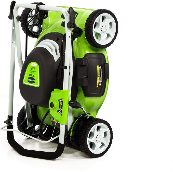 Greenworks 18" Corded Electric 12 Amp Push Lawn Mower 25012 - new