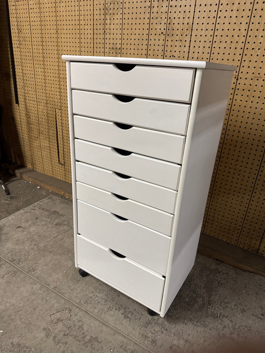 Jela Original Roll Cart, Solid Wood, 6+2 Drawer Extra Wide Drawers Roll Carts, White - new