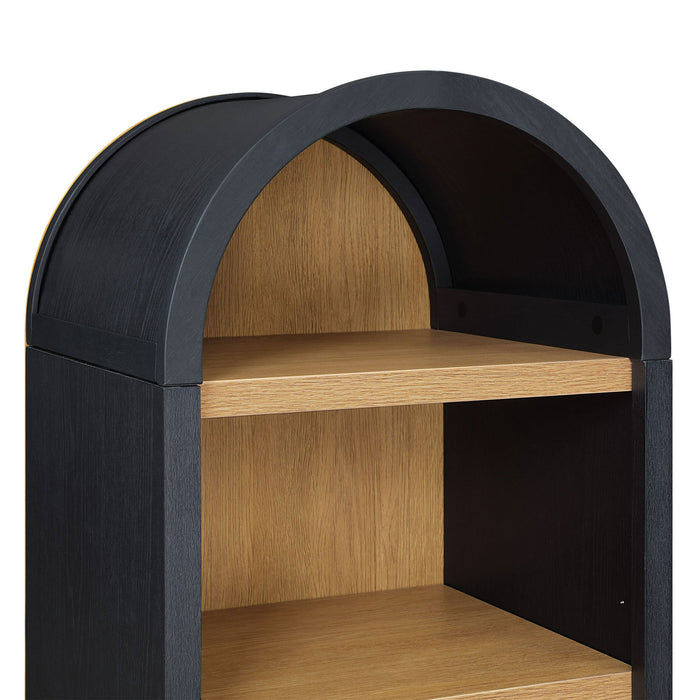 Better Homes & Gardens Juliet Narrow Arch Bookcase, Rich Black and Light Honey - new