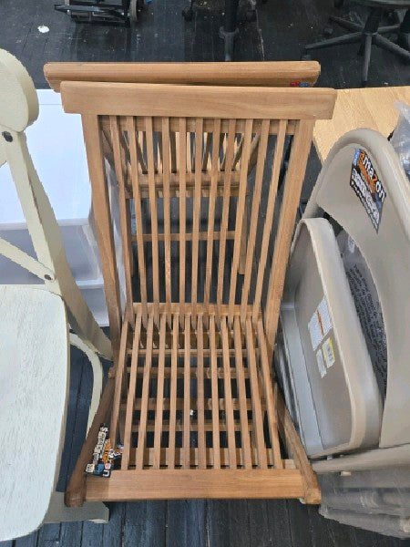 King Teak Golden Teak Wood Folding Chair Outdoor Patio Garden Yard Folding Seat Chair 2 Piece - open_box