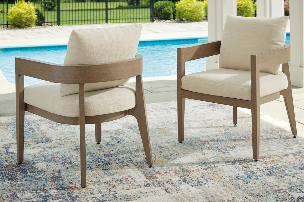 Serene Bay Dark Brown/White Arm Chair With Cushion (Priced Per Item, Must Order 2, 4, 6, or 8)